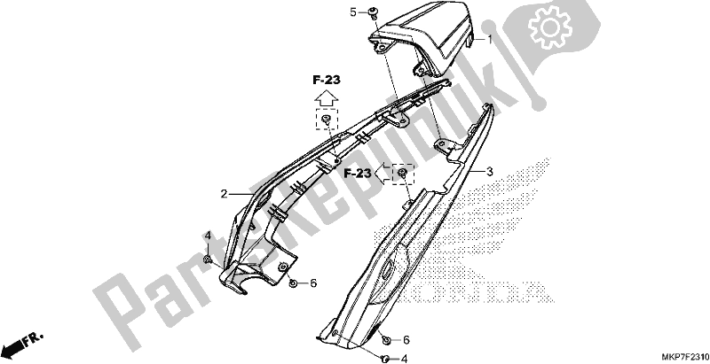 All parts for the Rear Cowl of the Honda CB 500 XA 2021