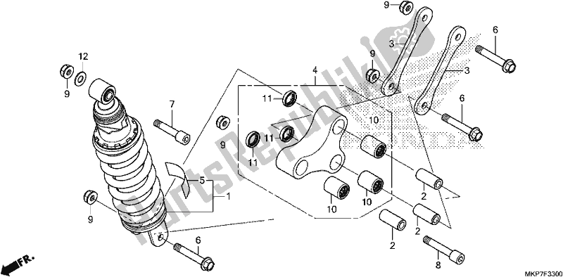 All parts for the Rear Cushion of the Honda CB 500 XA 2021