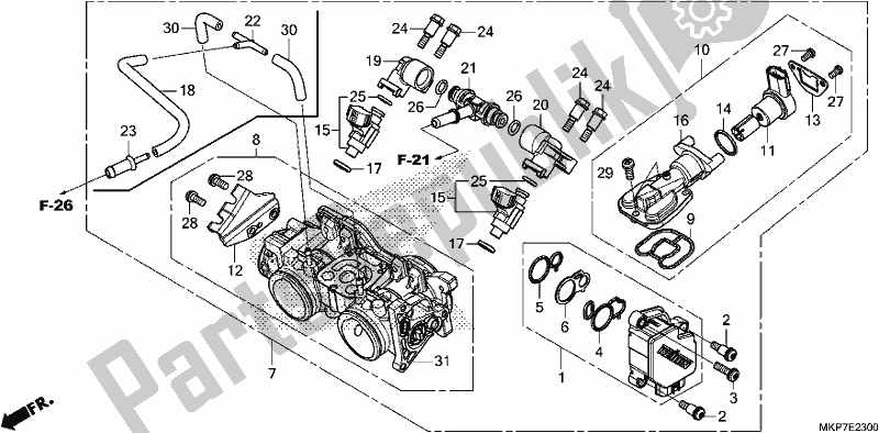 Tutte le parti per il Corpo Farfallato del Honda CB 500 XA 2021