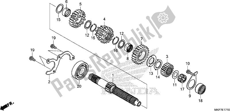 All parts for the Transmission(mainshaft) of the Honda CB 500 XA 2021