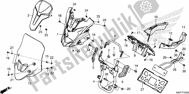 Todas las partes para Upper Cover/windscreen de Honda CB 500 XA 2021