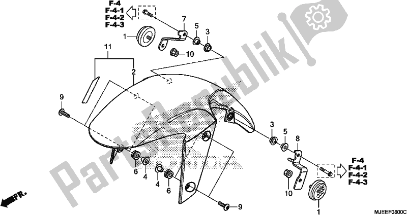 All parts for the Front Fender of the Honda CB 650 FA 2017