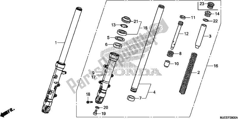 All parts for the Front Fork of the Honda CB 650 FA 2017