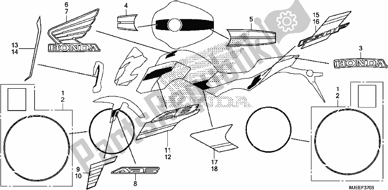 All parts for the Mark (4) of the Honda CB 650 FA 2017