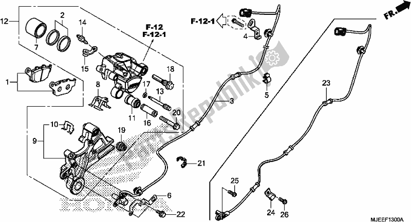 All parts for the Rear Brake Caliper of the Honda CB 650 FA 2017