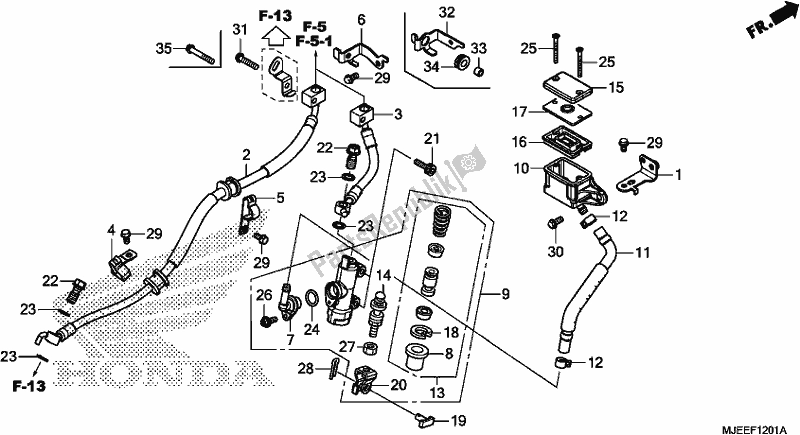 All parts for the Rear Brake Master Cylinder of the Honda CB 650 FA 2017