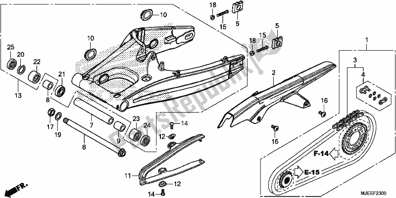 Todas as partes de Braço Oscilante do Honda CB 650 FA 2017