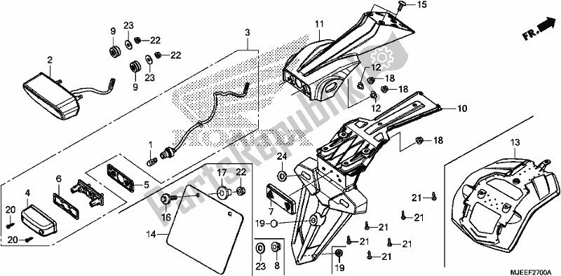 All parts for the Taillight of the Honda CB 650 FA 2017