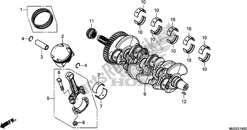 All parts for the Crankshaft/piston of the Honda CB 650 FA 2018