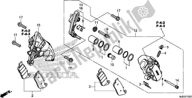 All parts for the Front Brake Caliper (2) of the Honda CB 650 FA 2018