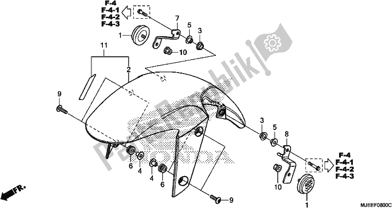 All parts for the Front Fender of the Honda CB 650 FA 2018