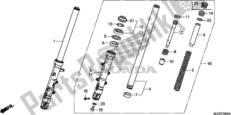 All parts for the Front Fork of the Honda CB 650 FA 2018