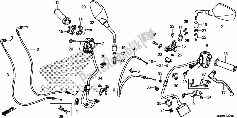 All parts for the Handle Lever/switch/cable/mirror of the Honda CB 650 FA 2018