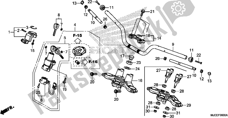 All parts for the Handle Pipe/top Bridge of the Honda CB 650 FA 2018