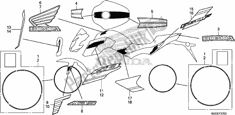 Toutes les pièces pour le Mark (4) du Honda CB 650 FA 2018