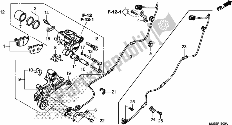All parts for the Rear Brake Caliper of the Honda CB 650 FA 2018