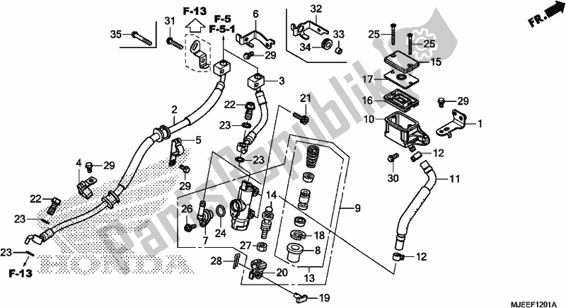 Todas as partes de Cilindro Mestre Do Freio Traseiro do Honda CB 650 FA 2018
