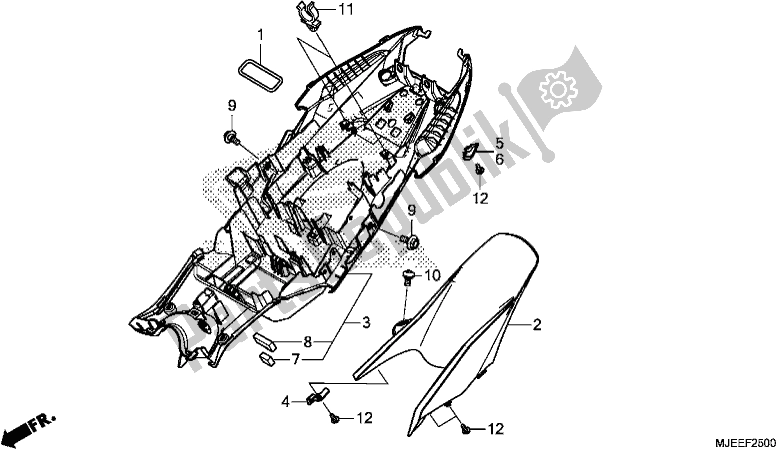 All parts for the Rear Fender of the Honda CB 650 FA 2018