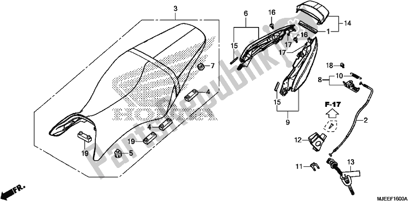 All parts for the Seat/rear Cowl of the Honda CB 650 FA 2018