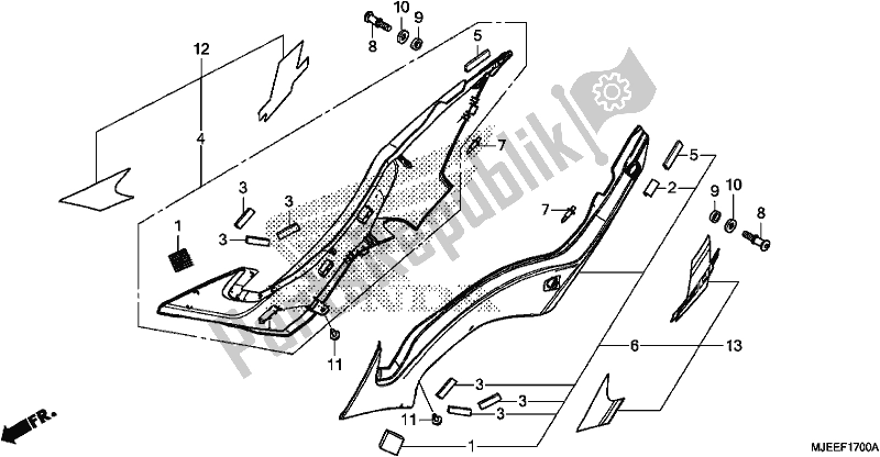 All parts for the Side Cover of the Honda CB 650 FA 2018