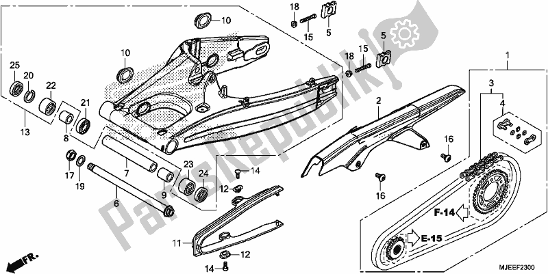 All parts for the Swingarm of the Honda CB 650 FA 2018