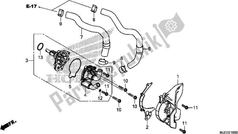 All parts for the Water Pump of the Honda CB 650 FA 2018