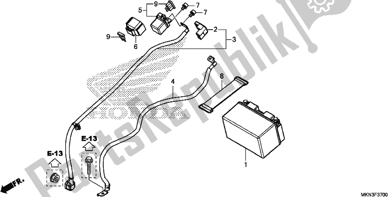 All parts for the Battery of the Honda CB 650 RA 2019