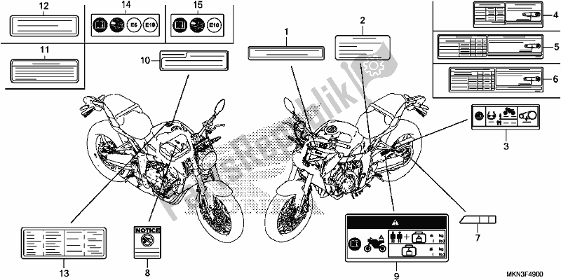 All parts for the Caution Label of the Honda CB 650 RA 2019