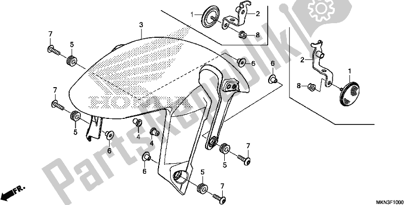 Todas as partes de Pára-lama Dianteiro do Honda CB 650 RA 2019