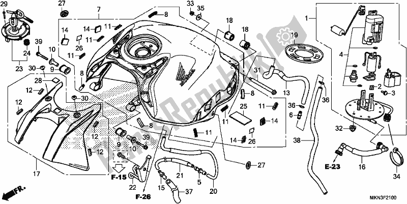 Wszystkie części do Zbiornik Paliwa Honda CB 650 RA 2019