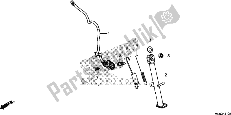 All parts for the Side Stand of the Honda CB 650 RA 2019
