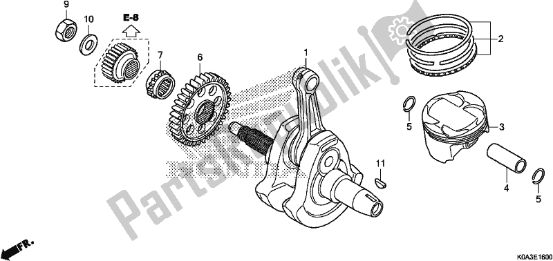 All parts for the Crankshaft/piston of the Honda CBF 300 RA 2019