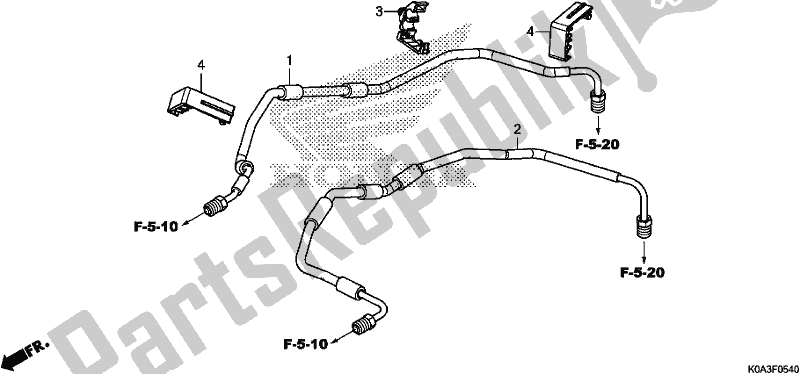 Alle onderdelen voor de Voorste Remleiding van de Honda CBF 300 RA 2019