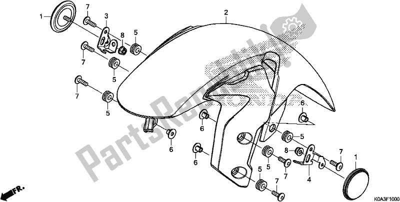 All parts for the Front Fender of the Honda CBF 300 RA 2019