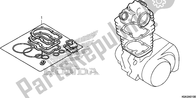 Tutte le parti per il Kit Guarnizioni A del Honda CBF 300 RA 2019