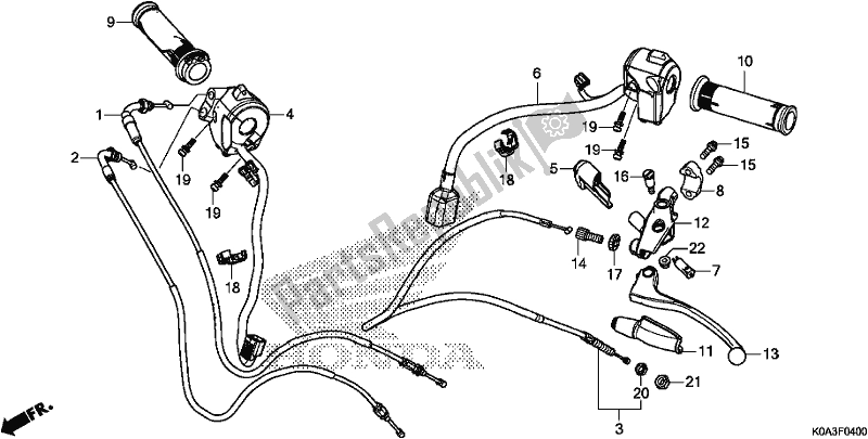 All parts for the Handle Lever/switch/cable of the Honda CBF 300 RA 2019