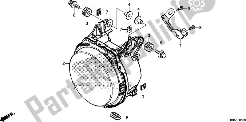 All parts for the Headlight of the Honda CBF 300 RA 2019