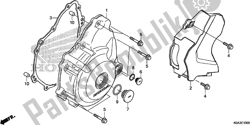 Alle onderdelen voor de Linker Carterdeksel van de Honda CBF 300 RA 2019