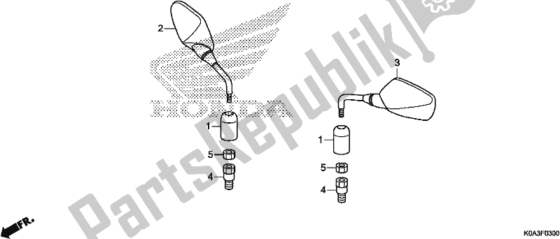 All parts for the Mirror of the Honda CBF 300 RA 2019