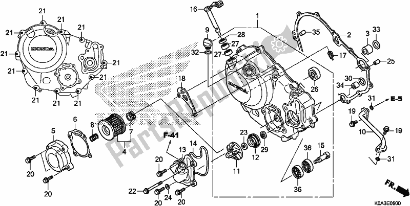 Alle onderdelen voor de Rechter Carterdeksel van de Honda CBF 300 RA 2019