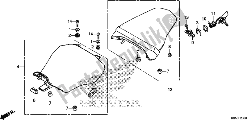 Alle onderdelen voor de Stoel van de Honda CBF 300 RA 2019