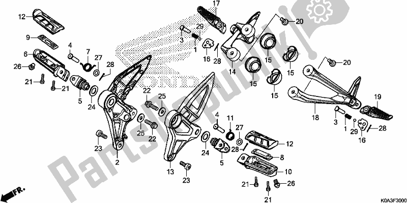 All parts for the Step of the Honda CBF 300 RA 2019