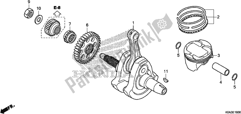 All parts for the Crankshaft/piston of the Honda CBF 300 RA 2020