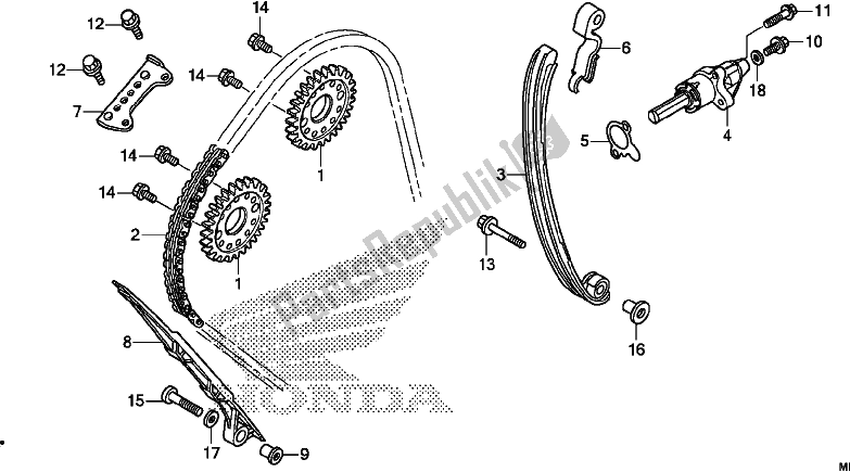 Tutte le parti per il Catena Della Camma / Tenditore del Honda CBR 1000 RA 2017