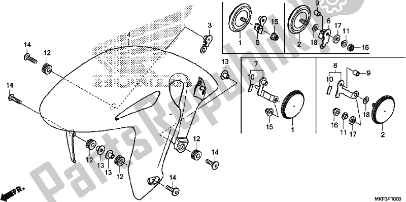 Tutte le parti per il Parafango Anteriore del Honda CBR 1000 RA 2017