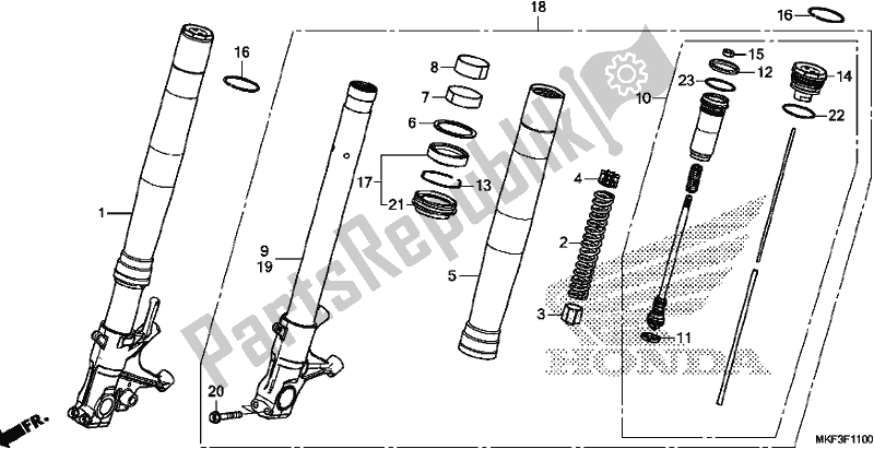 Tutte le parti per il Forcella Anteriore del Honda CBR 1000 RA 2017