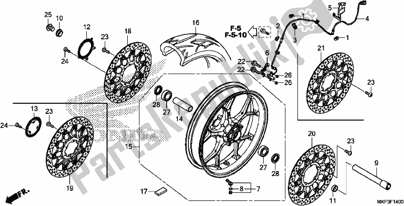 Tutte le parti per il Ruota Anteriore del Honda CBR 1000 RA 2017