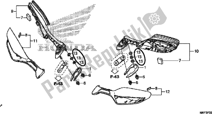 Tutte le parti per il Specchio del Honda CBR 1000 RA 2017