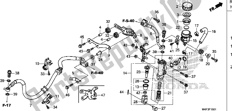 Wszystkie części do G?ówny Cylinder Hamulca Tylnego Honda CBR 1000 RA 2017