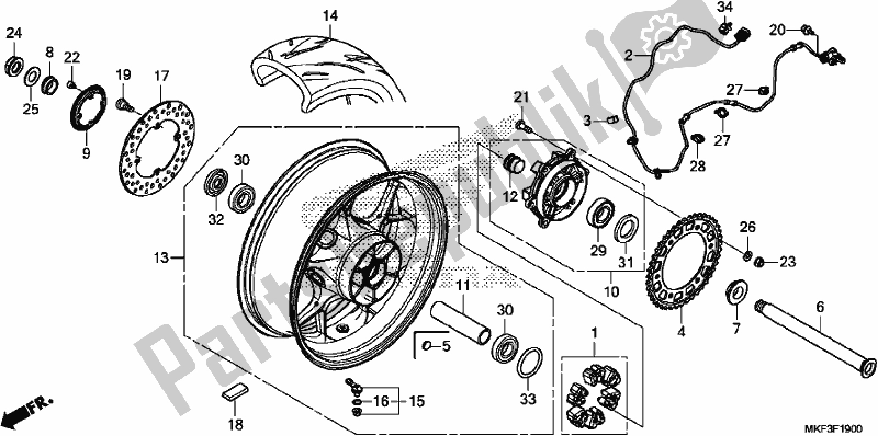 Tutte le parti per il Ruota Posteriore del Honda CBR 1000 RA 2017